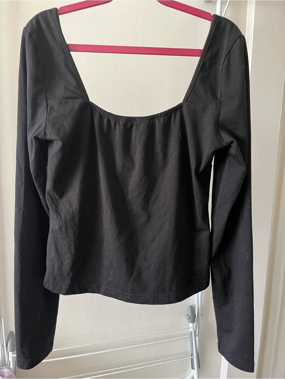 Milk Maid Blouse in Black with Bow and Long Sleeves - Picture 2 of 4